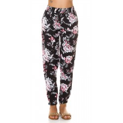 Black rose patterned summer pants