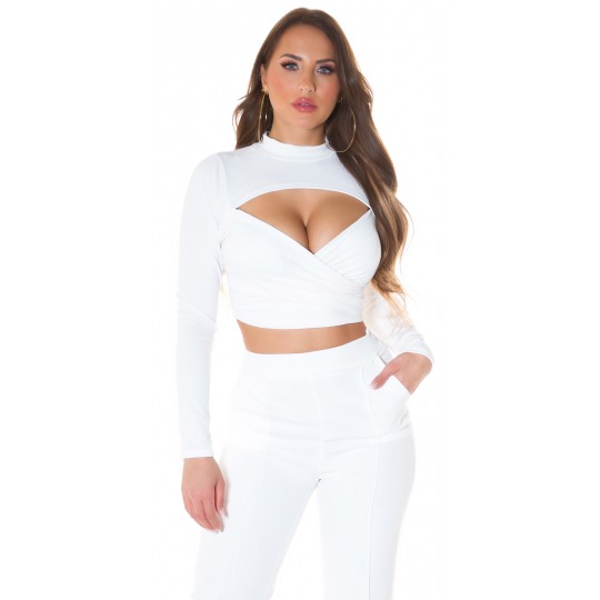 Koucla white short v-ribbed...