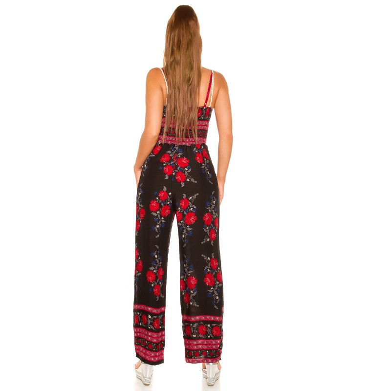 Musta ruusukuvioinen jumpsuit virkkauksella – kuva 3