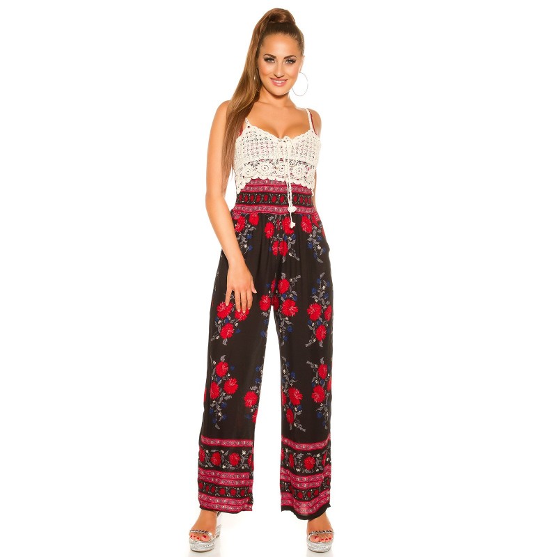 Musta ruusukuvioinen jumpsuit virkkauksella – kuva 4