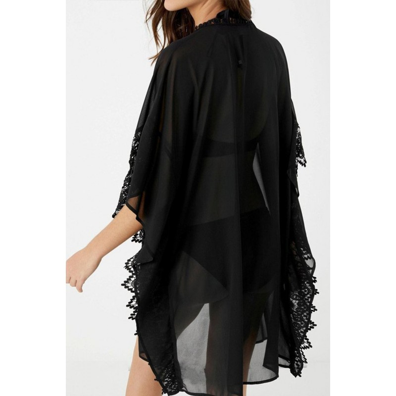 Musta mesh kimono koristekirjailuilla – kuva 2