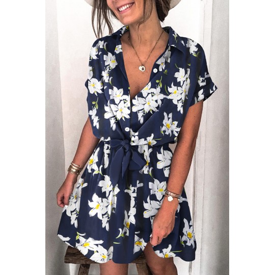 Blue floral pattern shirt...