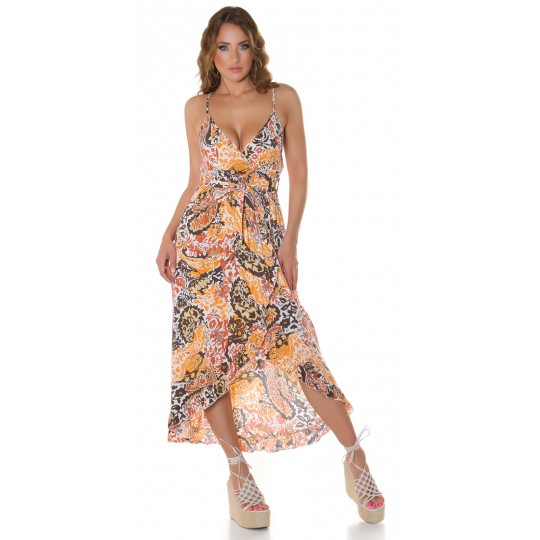 Orange mönstrad hög låg v...