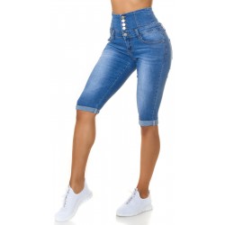 Blue high-waisted denim caps