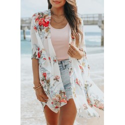 White floral pattern Kimono