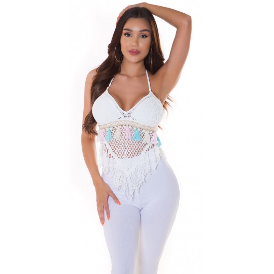 White crocheted boho top...