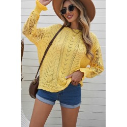 Yellow sweater with crocheted sleeves