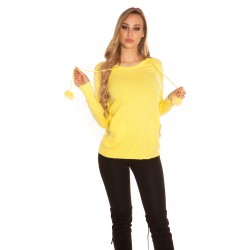 Gul Koucla hoodie med strass [DISCOVERY]