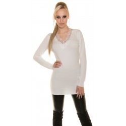 Koucla white lace and rhinestone knit with ribbons [DISCOVERY]