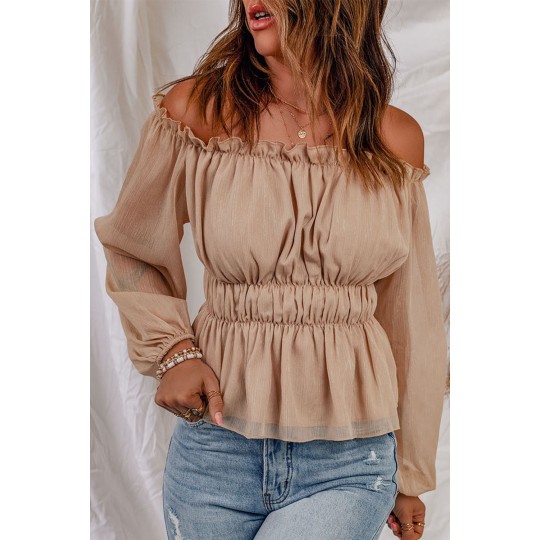 Apricot off-shoulder blouse...
