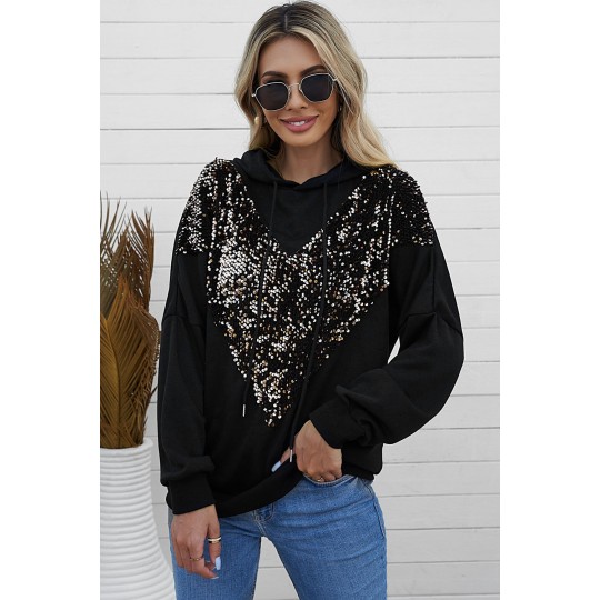 Black hoodie with v-sequins