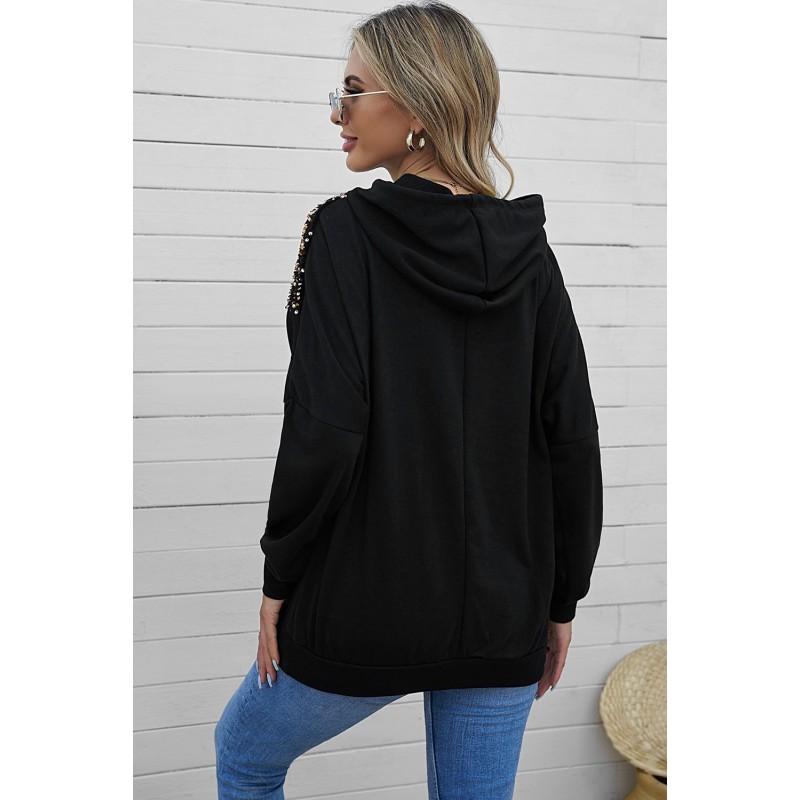 Svart hoodie med v-paljetter – kuva 3
