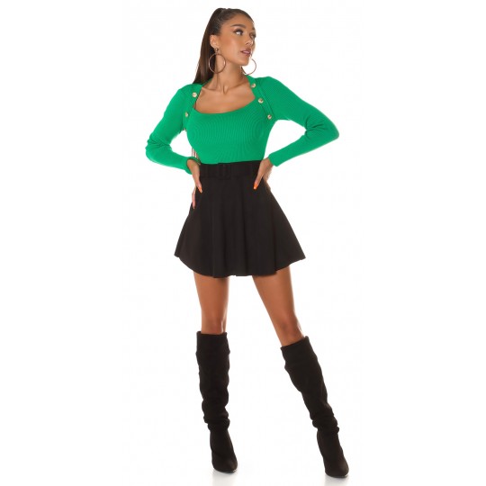 Green 2in1 rib knitwear...