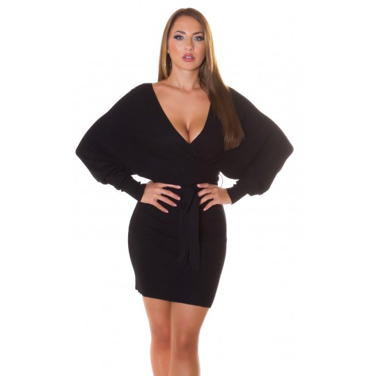 Black wrap-look v-knit...