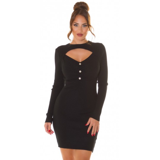 Black 2in1 v-ribbed sweater...