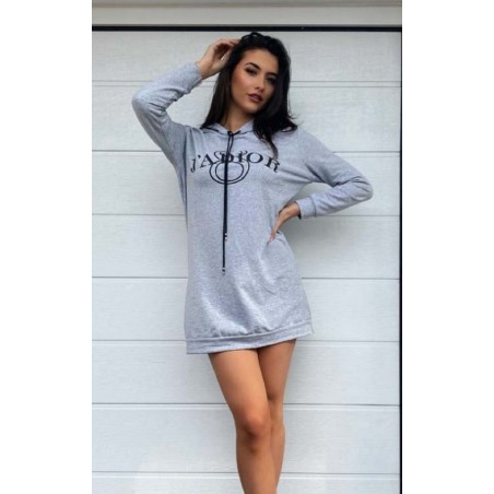 Parisian Grå J'A DIOR Hoodie Klänning [DISCOVERY]