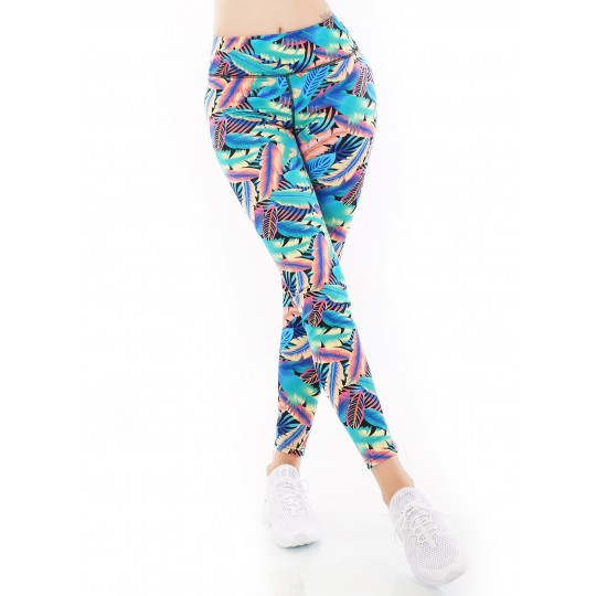 Turquoise leaf-patterned...