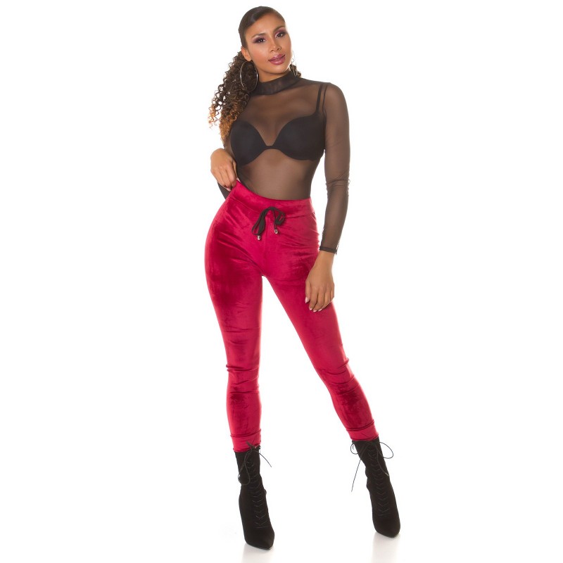 Bourgogne sammet look joggare – kuva 4