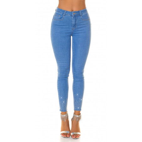 Blå push-up jeans med strass