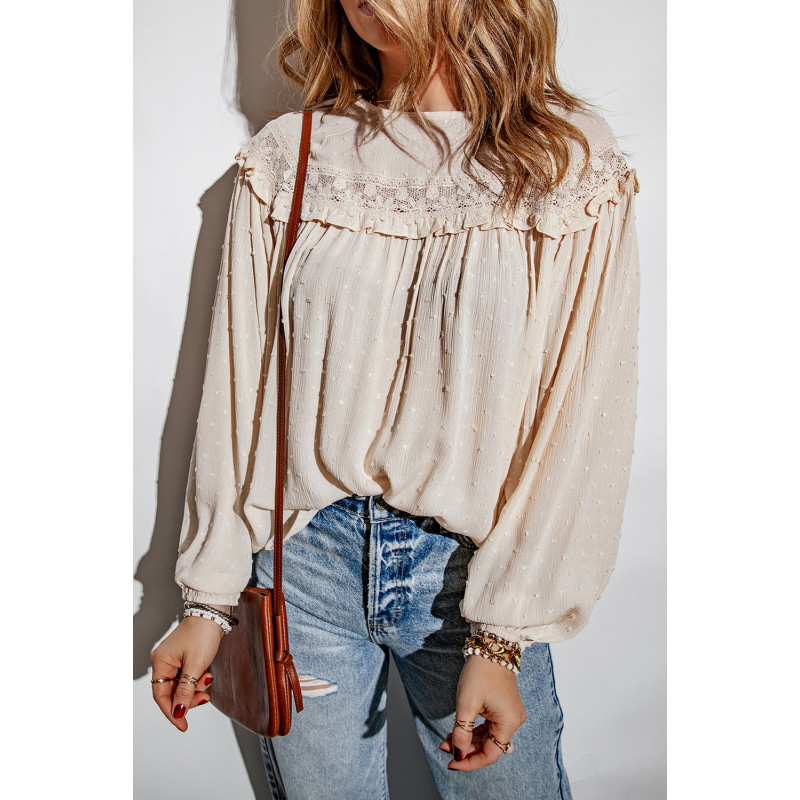 Beige dekorativ blus med sladdar