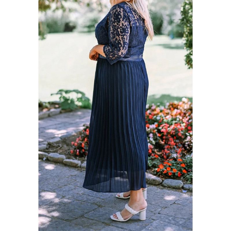 Blå spetstrimmad festklänning (plus size) – kuva 2