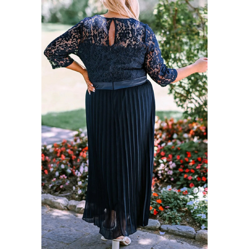 Blå spetstrimmad festklänning (plus size) – kuva 3
