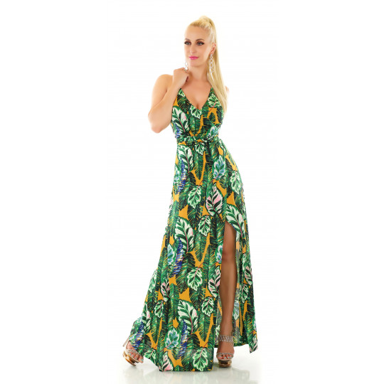 Green leaf-patterned...