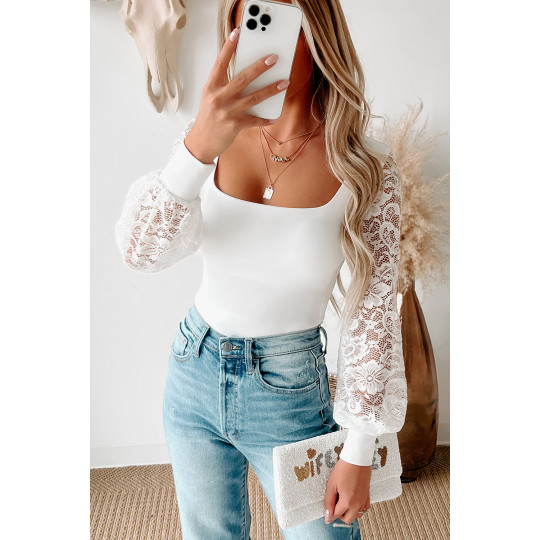 White bodysuit with lace...