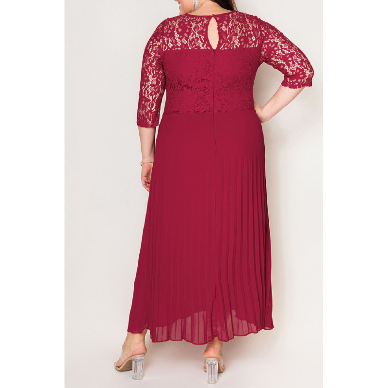 Punainen pitsikoristeinen vekkijuhlamekko (plus size) – kuva 2