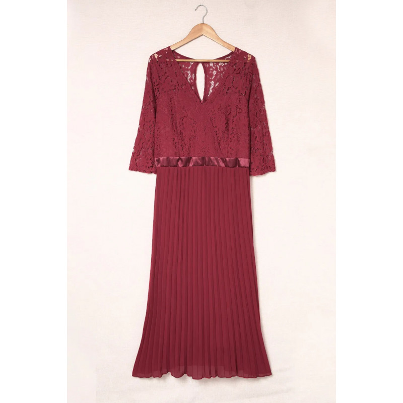 Punainen pitsikoristeinen vekkijuhlamekko (plus size) – kuva 3