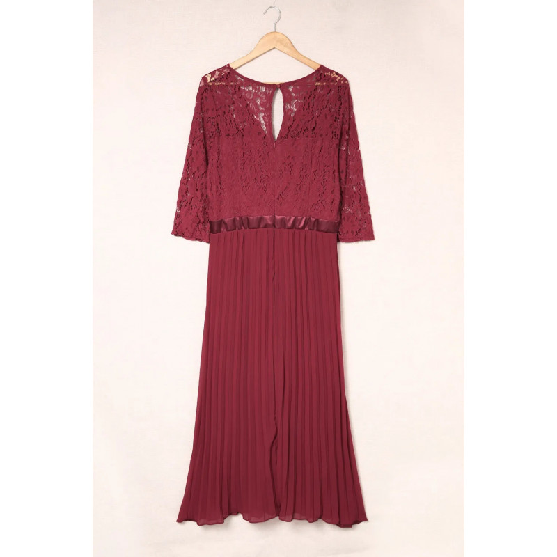 Punainen pitsikoristeinen vekkijuhlamekko (plus size) – kuva 4