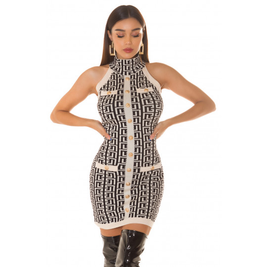 Beige black print pattern...