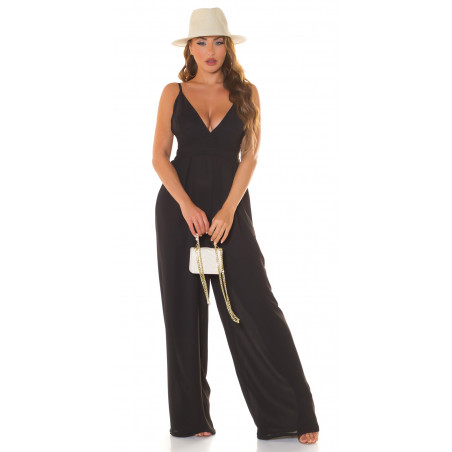 Koucla svart V-jumpsuit med vida ben