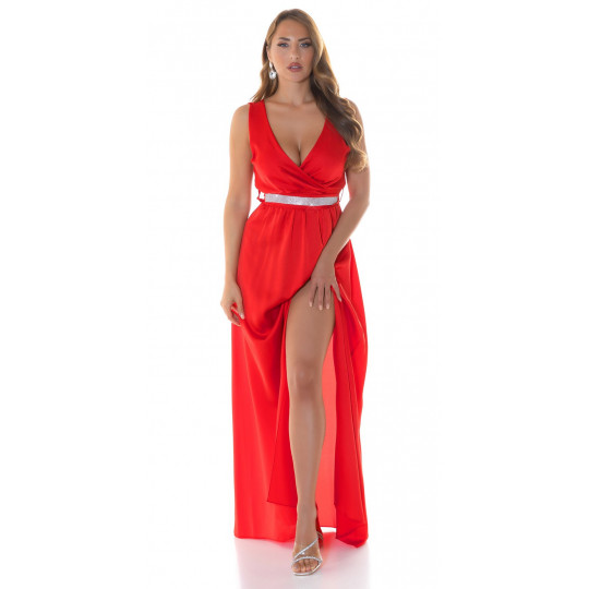 Koucla red v-satin maxi...
