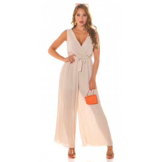 Koucla beige V-jumpsuit med...