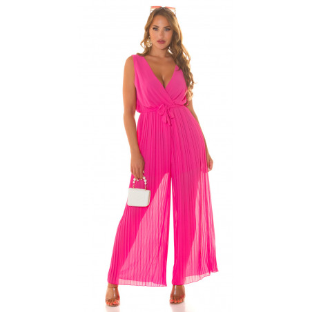 Koucla rosa V-jumpsuit med bälte