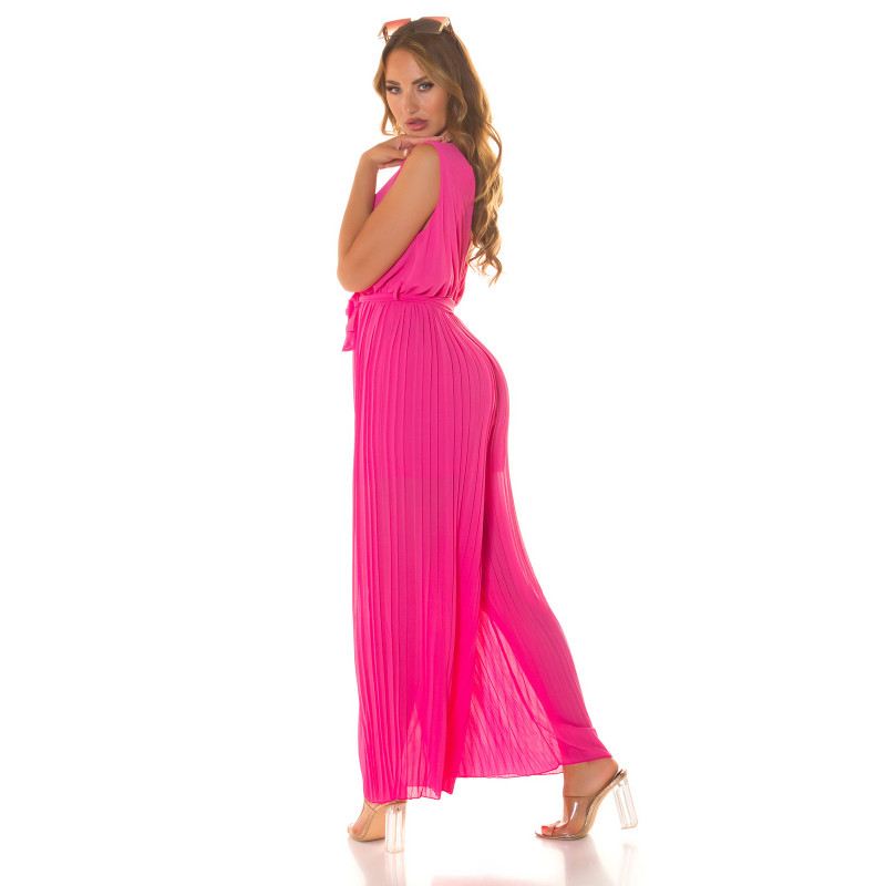 Koucla pinkki vekkilahkeinen v-jumpsuit vyöllä – kuva 2