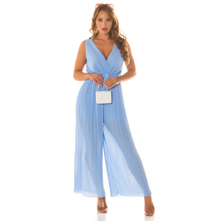 Koucla ljusblå V-jumpsuit med bälte