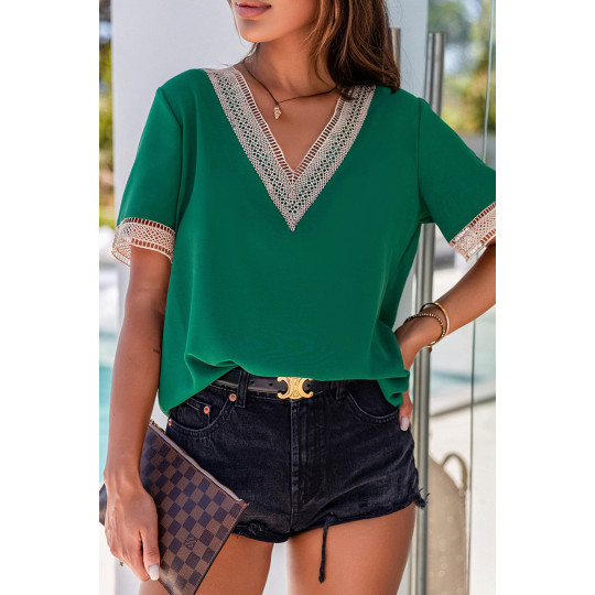 Green short-sleeved...