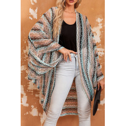 Multi-colored wide-sleeved kimono
