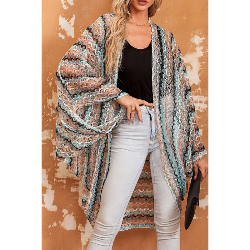 Monivärinen leveähihainen kimono