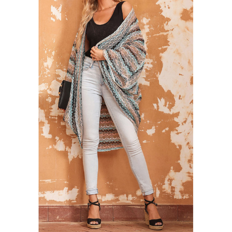 Monivärinen leveähihainen kimono – kuva 4