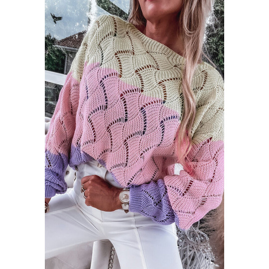 Tricolor pink loose-fitting...