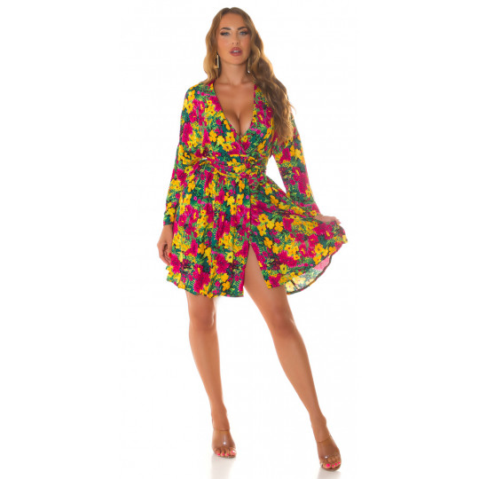 Koucla gul blommig V-wrap...