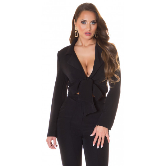 Black tie short blazer