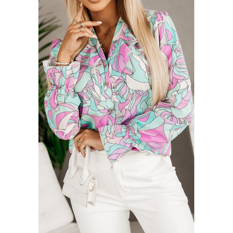 Lila/turkos blus med volanger – kuva 4