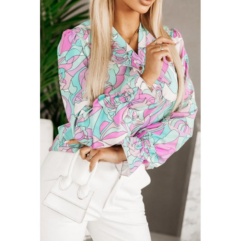 Lila/turkos blus med volanger – kuva 3
