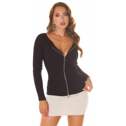 Black cardigan with 2-way zipper