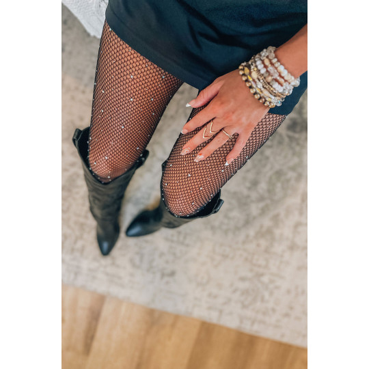 Black rhine-lying mesh tights