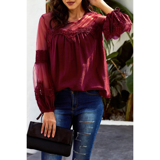 Red embroidered blouse with...